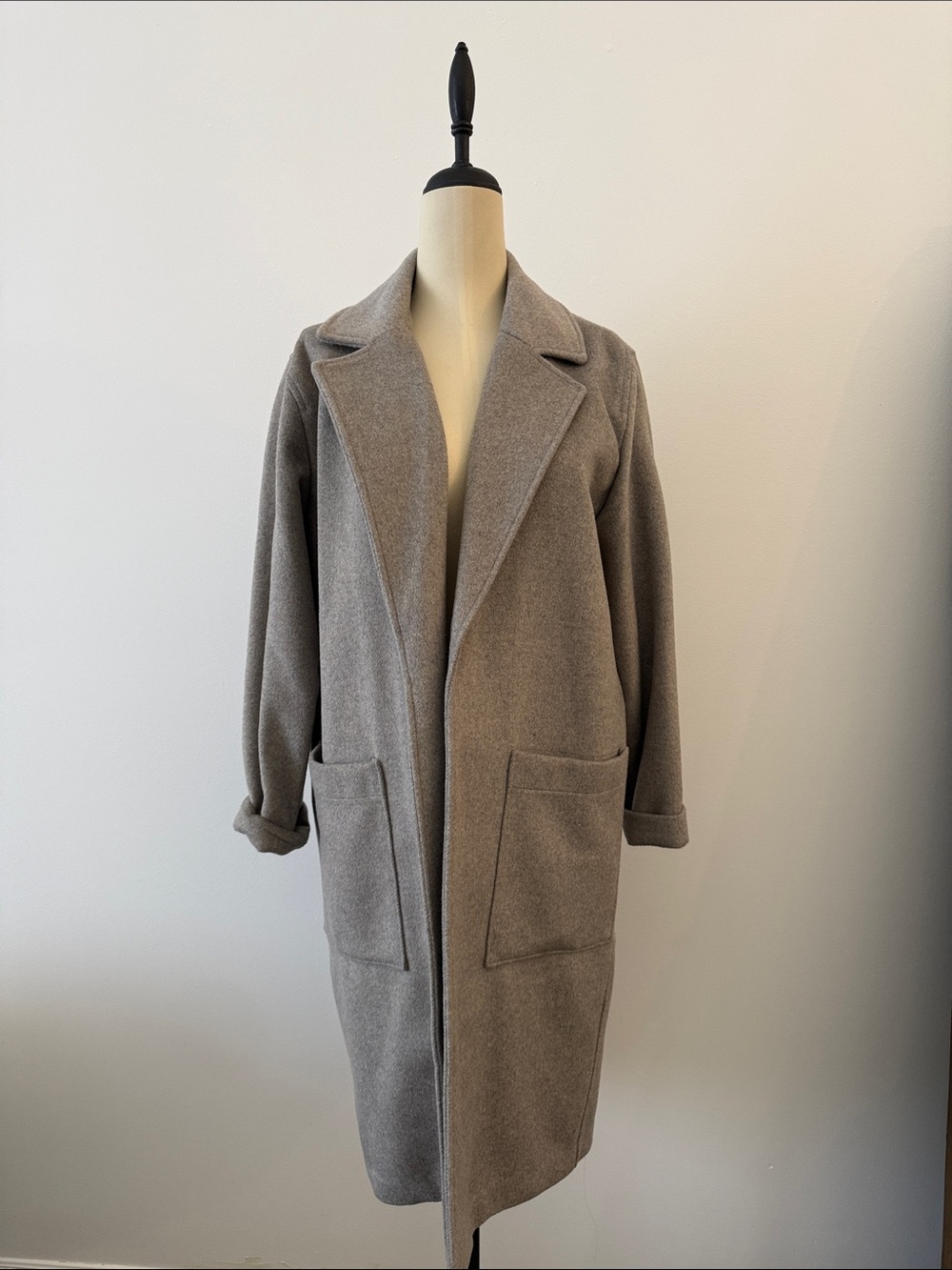 Grey Open-Front Coat Cardigan